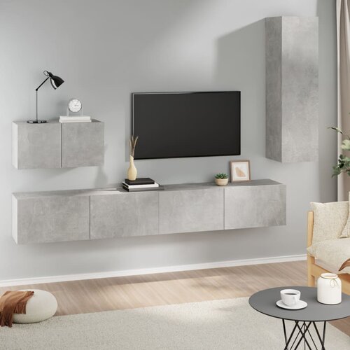 vidaXL 4-dijelni set TV ormarića siva boja betona drveni Cijene