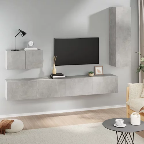 vidaXL 4-dijelni set TV ormarića siva boja betona drveni