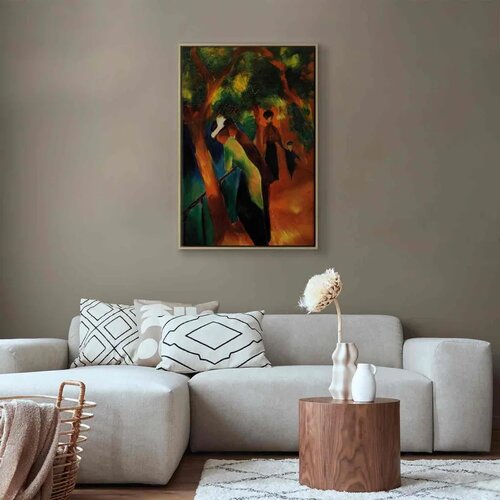  Slika - August Macke &amp;ndash; Sunny Path 40x60 U prirodnom drvenom okviru Slike