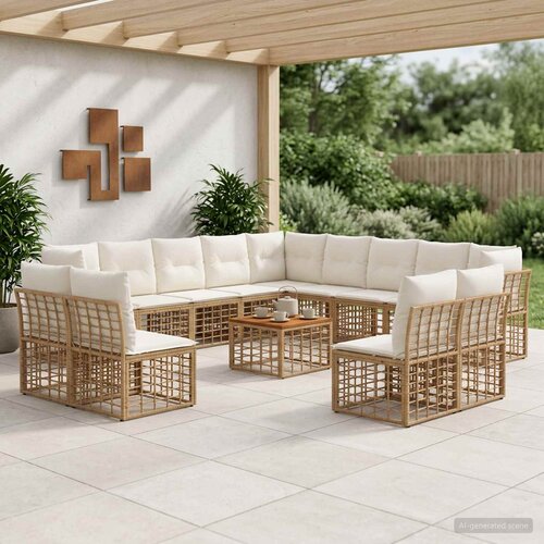  Set vanjskih sofa 14 kom. Prirodna i krema bijela Poliester Cene