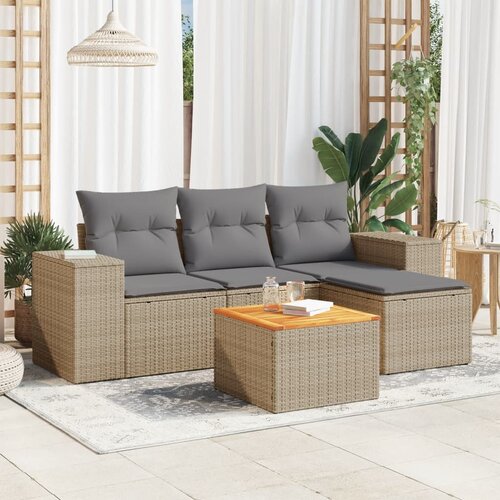 vidaXL 5-dijelni vrtni set sofa s jastucima bež od poliratana Cijene