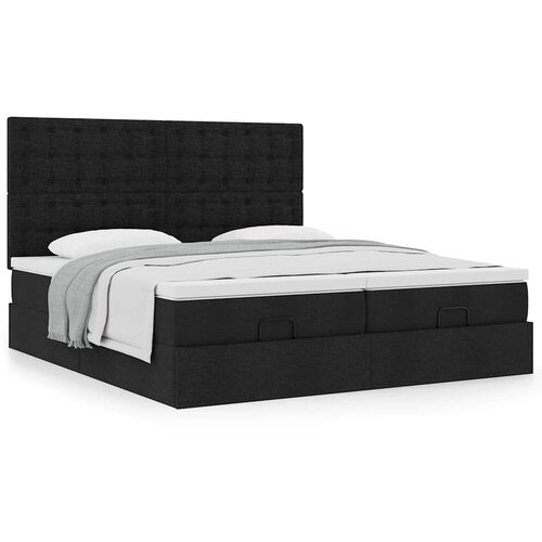 VidaXL Otomanski posteljni okvir z vzmetnicami črn 180x200 cm blago Slike