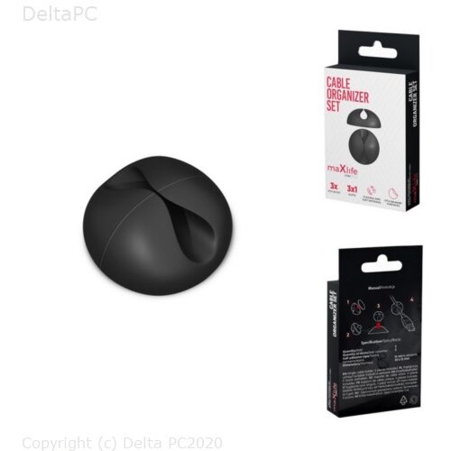 Maxlife Home Office cable organizer set 3x1 hole black Cijene