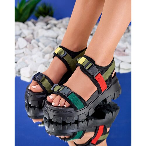 Resti Green and black women's sandals on a solid sole Rodeksi Cijene