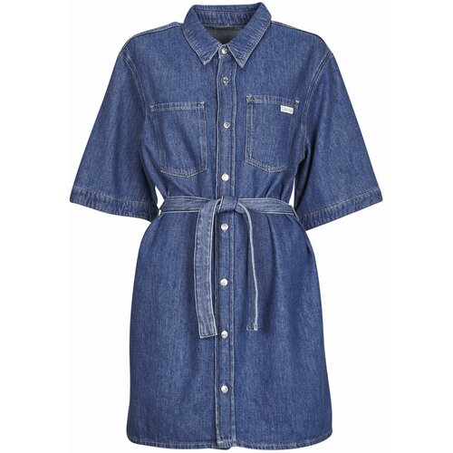 Calvin Klein Jeans Kratke obleke LINEN BOXY BELTED SHIRT DRESS Slike