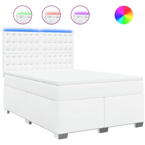 vidaXL Box spring postelja z vzmetnico bel 140x190 cm umetno usnje, (21309910) Cene