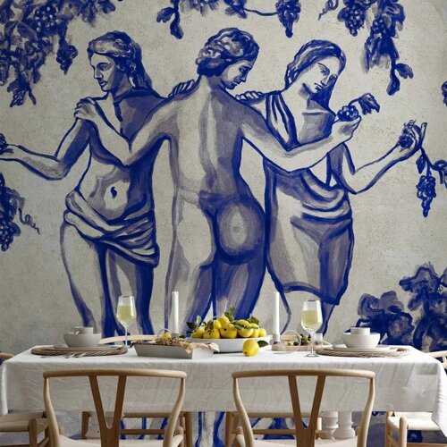  Foto tapeta - Ancient vineyard - three women in a portal painted with blue ink 343x256 Samoljepljiva Cijene
