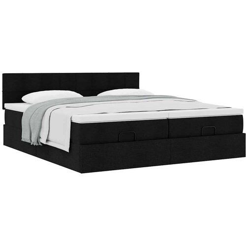 VidaXL Okvir kreveta s madracima crni 160x200cm od tkanine Slike