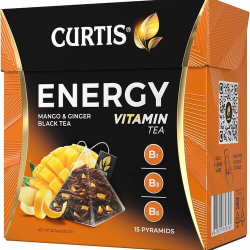 Curtis energy tea - crni čaj sa mangom i đumbirom 15x1,7g Slike