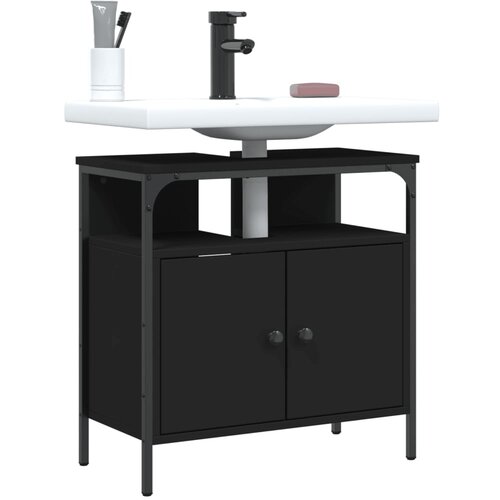 VidaXL Ormarić za umivaonik crni 60 x 30 x 60 cm konstruirano drvo Slike