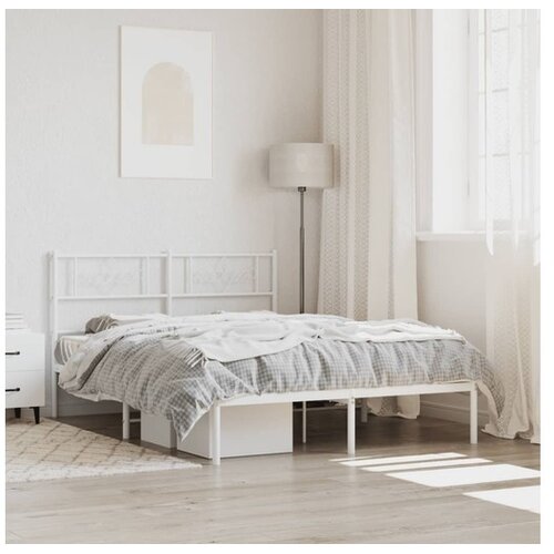 vidaXL Metalni okvir za krevet s uzglavljem bijeli 140 x 190 cm Cene