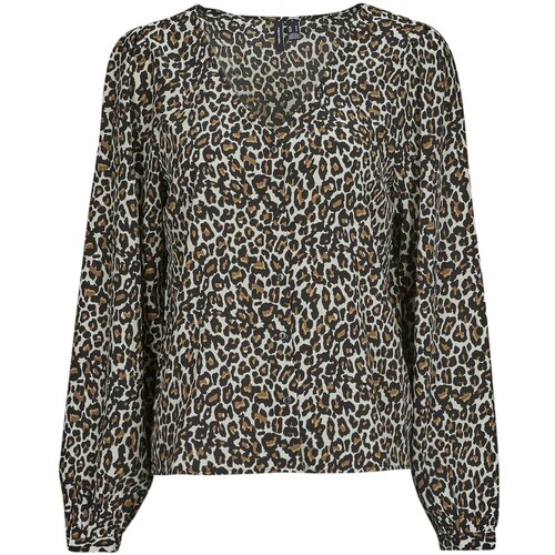 Vero_Moda VNMNAJA LS V NECK PLEAT SHIRT Bež Slike