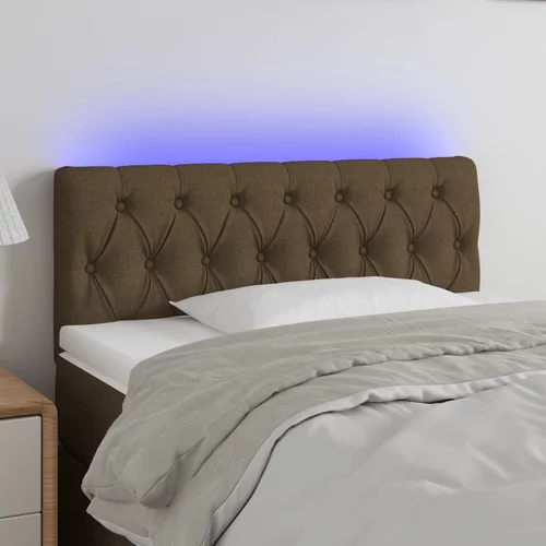 vidaXL LED posteljno vzglavje temno rjavo 90x7x78/88 cm blago