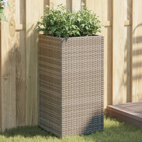VidaXL Vrtno cvetlično korito sivo 40x40x80 cm poli ratan Slike