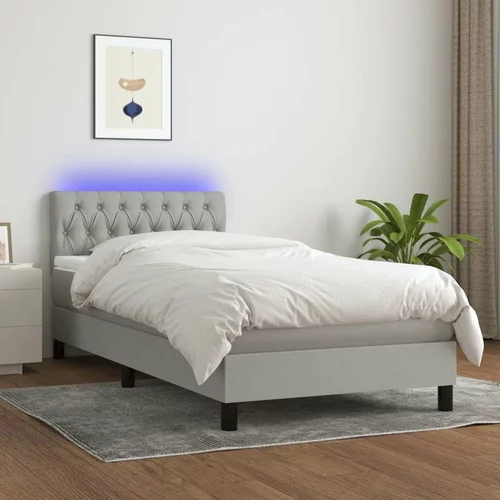  Box spring postelja z vzmetnico LED sv. siva 100x200 cm blago, (20724475)