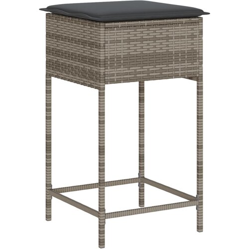  5-dijelni vrtni barski set od poliratana s jastucima sivi Siva 110 x 70 x 110 cm Slike