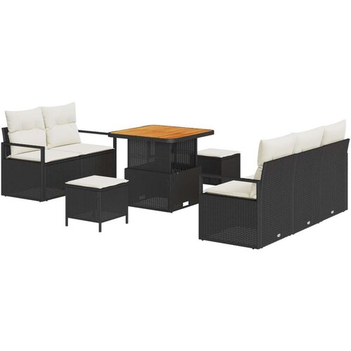  Set od 8 dijelova vrtne sofe s jastučićima crni poli ratan akacija  dvosjed vrtne sofe s jastučićima crni poli ratan  set od 3 k Cijene