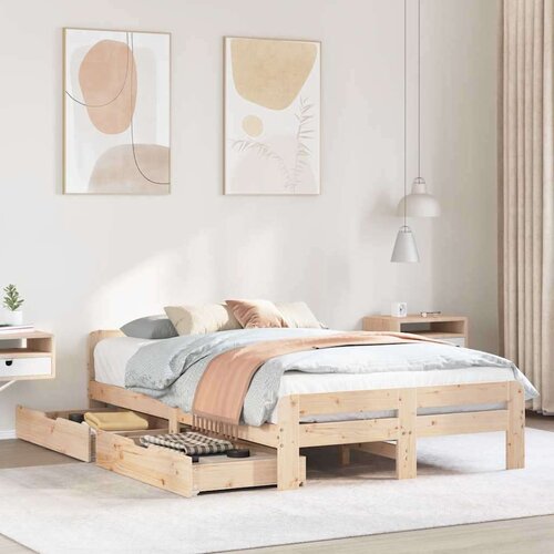 vidaXL Posteljni okvir brez vzmetnice 120x190 cm trdna borovina Cene