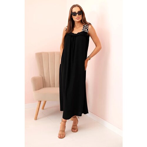 Kesi Włoski Women&amp;#039;s dress with leopard print straps black Slike