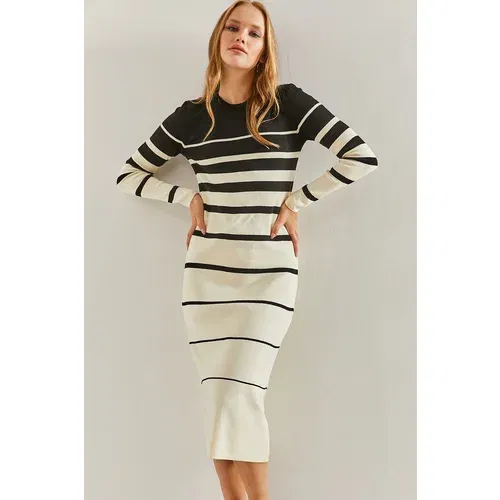 Bianco Lucci Women's Striped Long Knitwear Dress