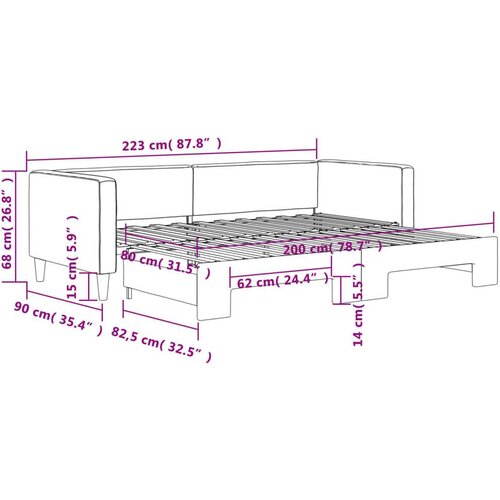  Dnevni krevet na razvlačenje krem 80 x 200 cm od tkanine Slike