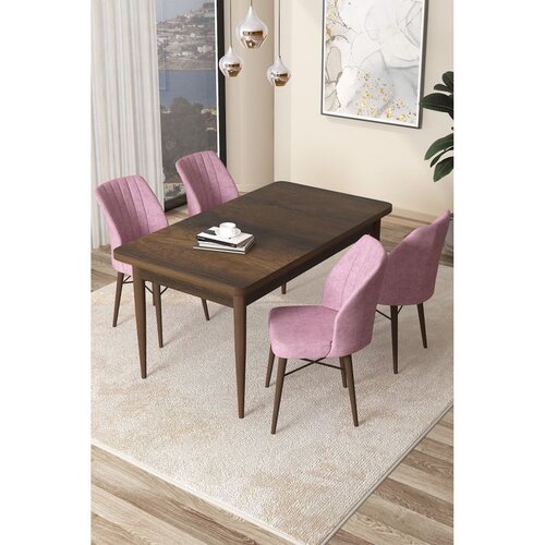 Hanah home Set Trpezarijski sto i 4 stolice Arp, smeđe-roza Cene