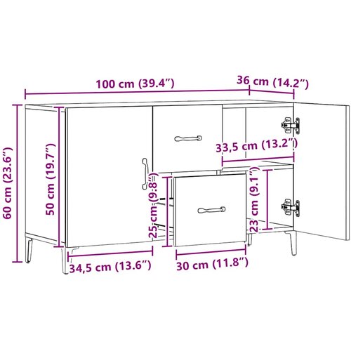  Komoda boja hrasta artisan 100 x 36 x 60 cm konstruiranog drva Slike