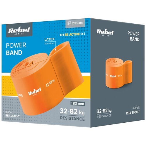 Rebel ACTIVE Lateks guma elastična traka za vežbanje Power Band PL-7 narandžasta otpor 32-82 kg RBA-3000-7 Slike