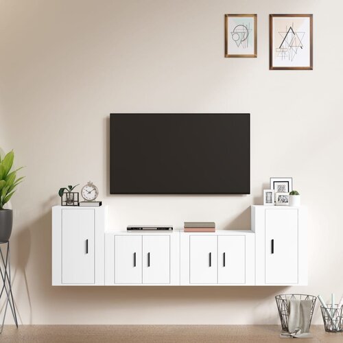 VidaXL 4-dijelni set TV ormarića bijeli od konstruiranog drva Slike