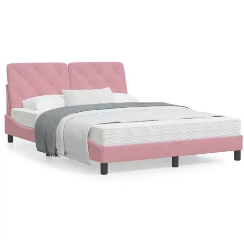 vidaXL Okvir kreveta s LED svjetlima ružičasti 120 x 200 cm baršunasti
