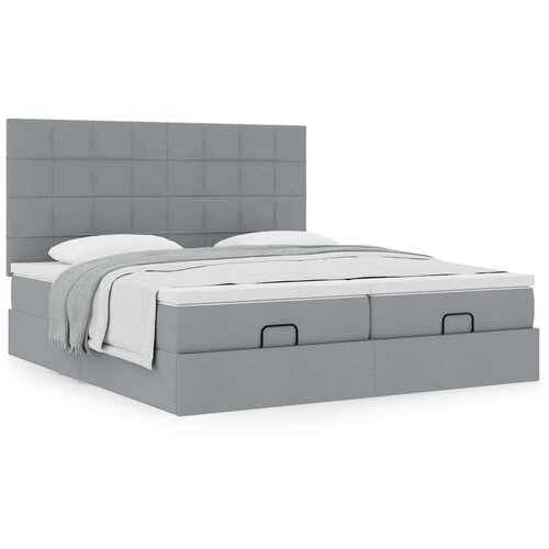 vidaXL Otomanski posteljni okvir z vzmetnicami siv 180x200 cm blago Cene
