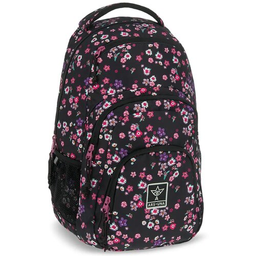 Ars Una Peald Blossom Black cvetlična AU-2 &scaron;olska torba, nahrbtnik 32x46x22cm Cene