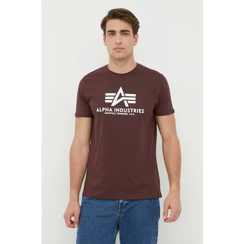 Alpha Industries Bombažna kratka majica Basic T-Shirt bordo barva, 100501.21