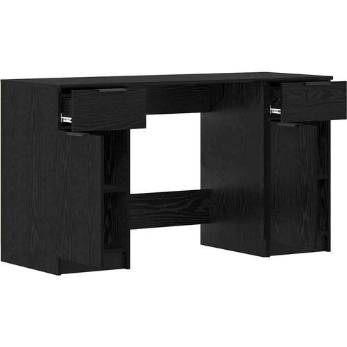 VidaXL Miza s predalom Črni hrast 133 x 50 x 75 cm Konstruiran les Slike