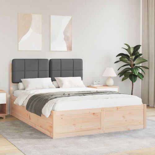 vidaXL Krevetni okvir s tapiciranim uzglavljem Tamno siva 135 x 190 cm Cijene