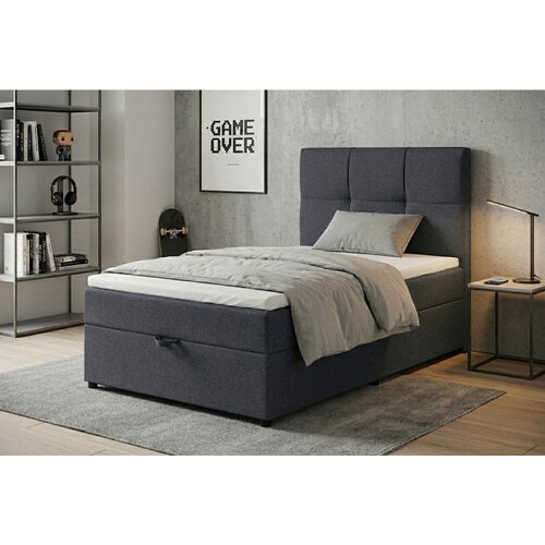 MID.YOU POSTELJA Z VZMETNICO 100 cm x 200 cm , tekstil, leseni material temno siva Slike