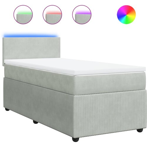Maison Chic Box spring postelja - Vzmetna postelja z vzmetnico svetlo siva 80x200 cm žamet SL10558, (21905310) Slike