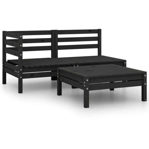  3-dijelna vrtna garnitura od masivne borovine crna Cijene