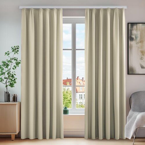 DECONOVO 2x 220&amp;times;140cm Zatemnitvene zavese z nabiralnim trakom Slike