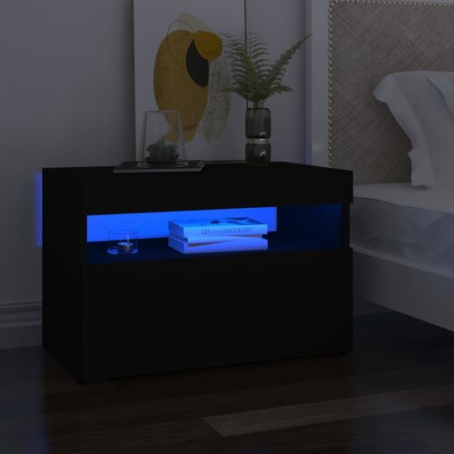 Furnova Nočna omarica z LED lučkami črna 60x35x40 cm inženirski les, (21926159) Slike