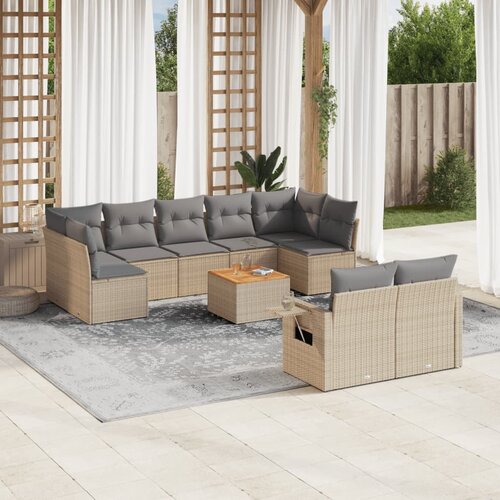 vidaXL 10-dijelni set vrtnih sofa s jastucima bež od poliratana Cijene