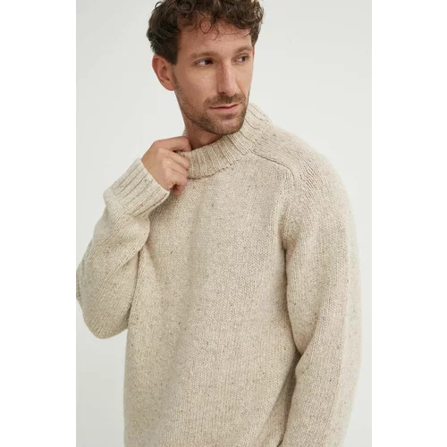 Universal Works Volnen pulover Vincent Turtle Neck moški, bež barva, 29472