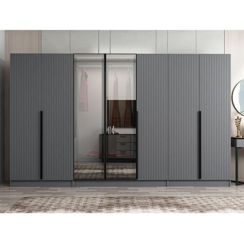 Hanah home ormar sa reflektujućim staklom Nisa 20598, 315 cm, antracit Cene