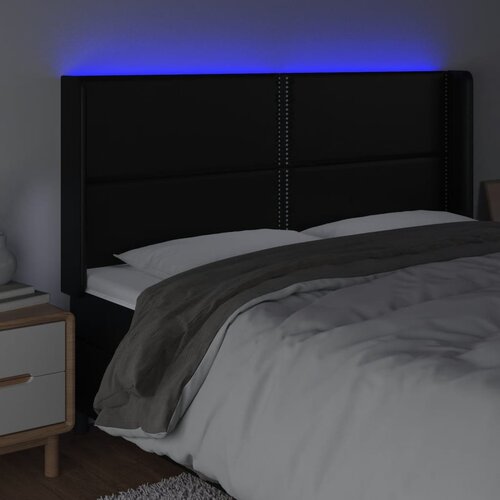  LED uzglavlje crno 203 x 16 x 118/128 cm od umjetna koža Slike
