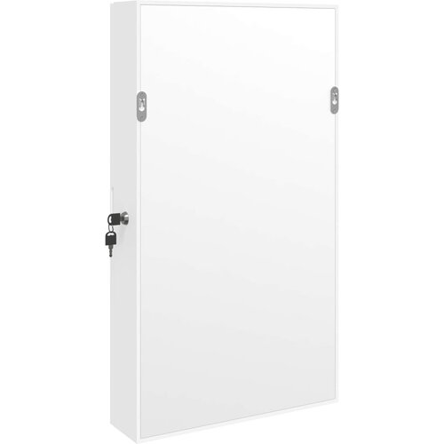  Zidni ormarić za nakit s ogledalom bijeli 37,5 x 10 x 67 cm Slike