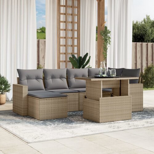 VidaXL 7-dijelni set vrtnih sofa od poliratana s jastucima bež Slike