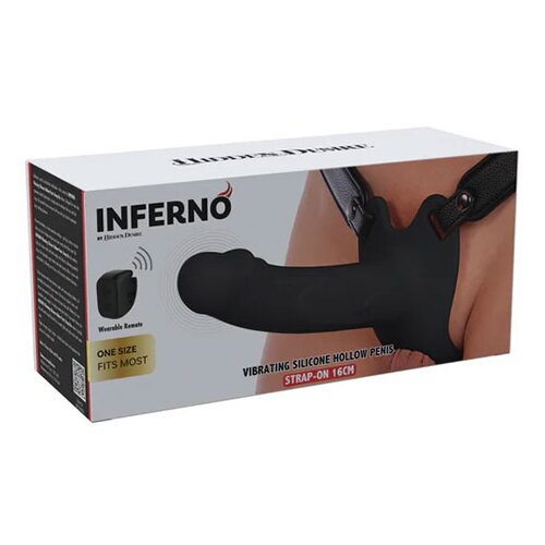 Hidden Desire Inferno Vibrating Silicone Hollow Penis Strap-On with Remote 16cm Black Slike