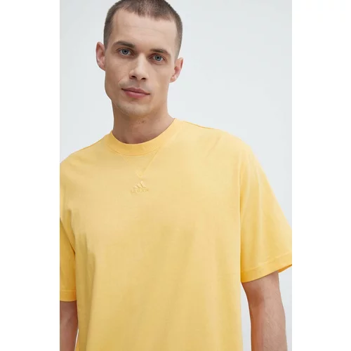 Adidas Bombažna kratka majica moška, rumena barva, IR9114