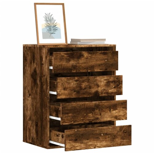  The Living Store Kotni predalnik dimljeni hrast 60x41x76 cm inženirski les - Predalnik, (21457801) Cene