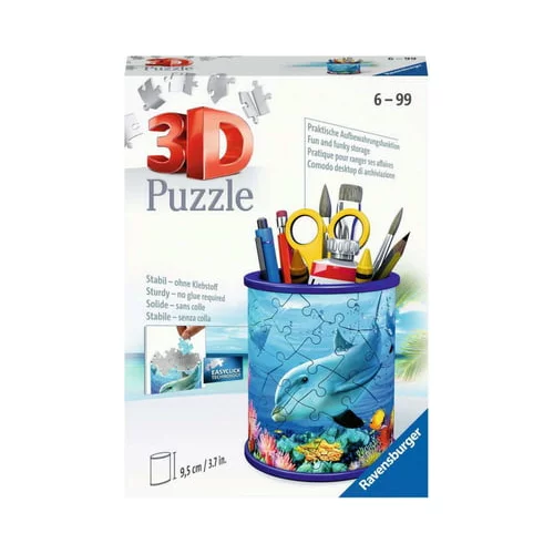 Ravensburger Puzzle - 3D Puzzle Organizer - Lonček za pisala z motivom podvodnega sveta, 54 delov
